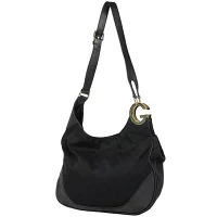 Gucci Charlotte Hobo Bag Black Canvas Gold G Emblem
